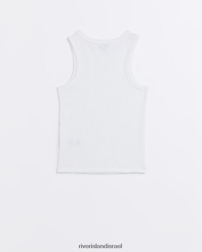 לבוש River Island g גופייה מצולעת בקו ארוך לבן בנות BDZ4083398