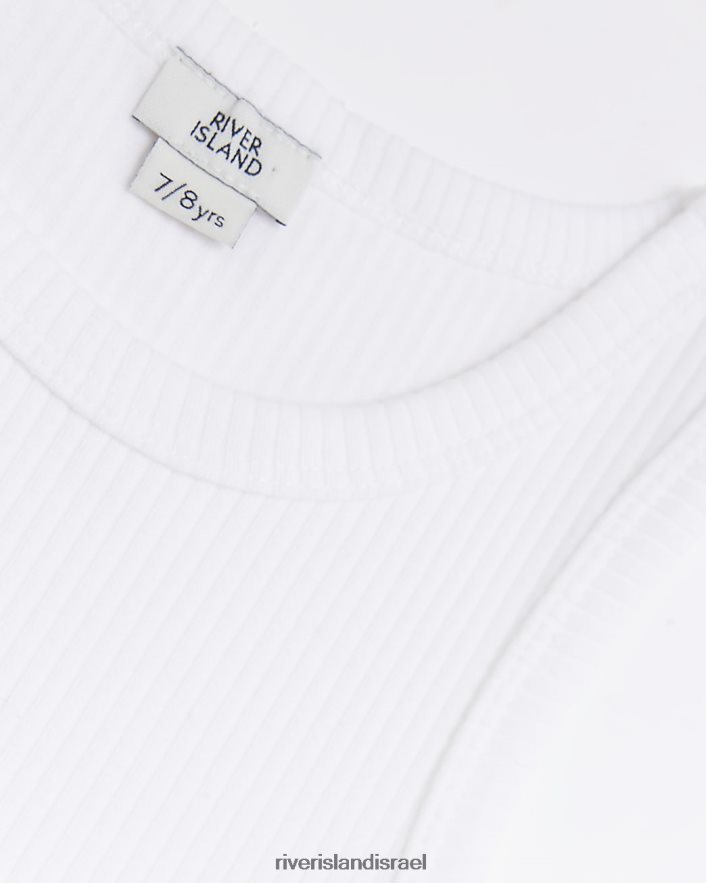 לבוש River Island g גופייה מצולעת בקו ארוך לבן בנות BDZ4083398