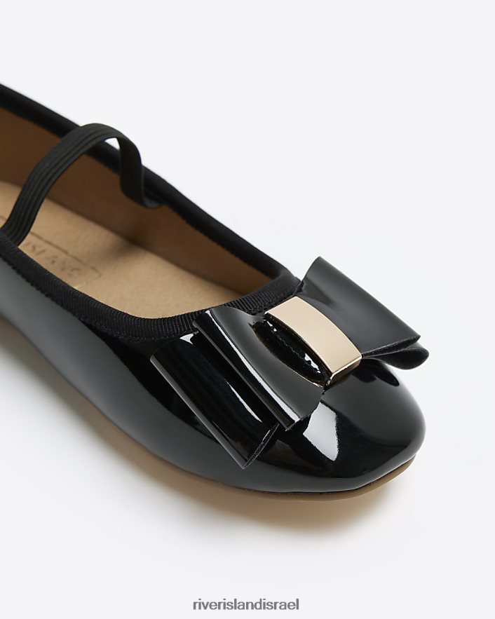 הַנעָלָה River Island g פטנט נעלי בלרינה קשת שָׁחוֹר בנות BDZ4083405