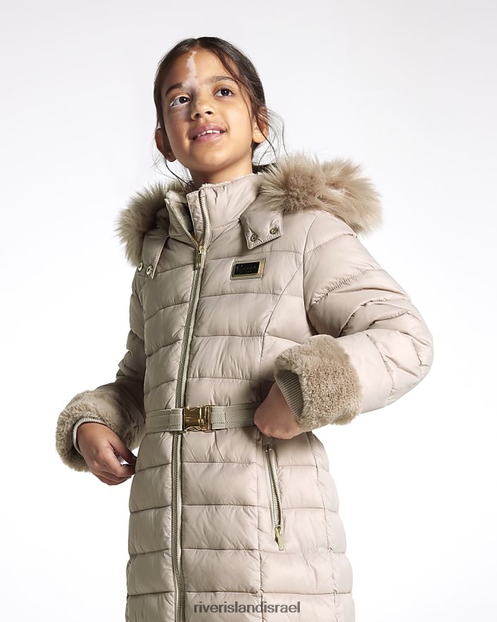 לבוש River Island g קפוצ'ון פרווה מלאכותית מעיל נפוח אֶבֶן בנות BDZ4083406