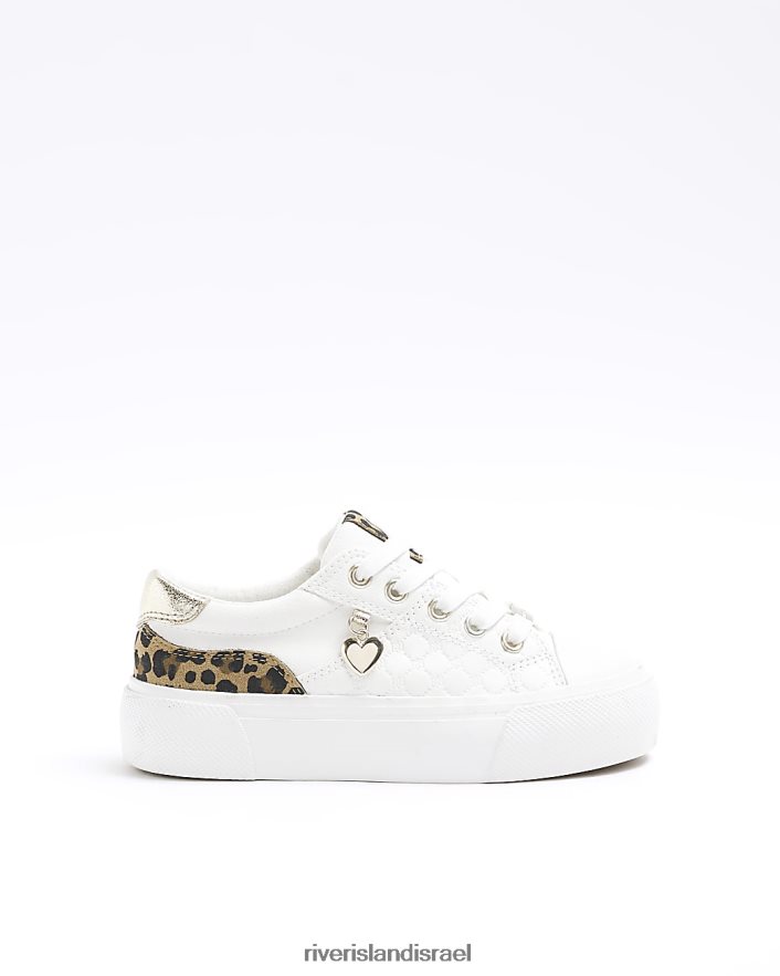 הַנעָלָה River Island מאמנים עם הדפס נמר של g לבן בנות BDZ4085999