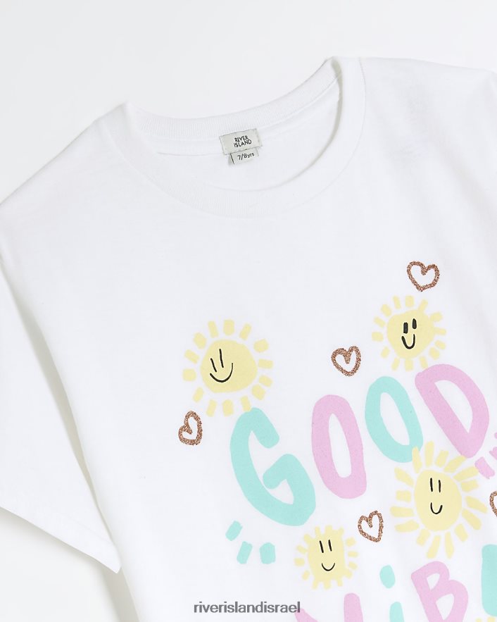 לבוש River Island g חולצה גרפית לבן בנות BDZ4086046