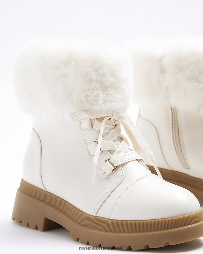 הַנעָלָה River Island g מגפי מטיילים בגזרת פרווה מלאכותית קרם בנות BDZ4086062