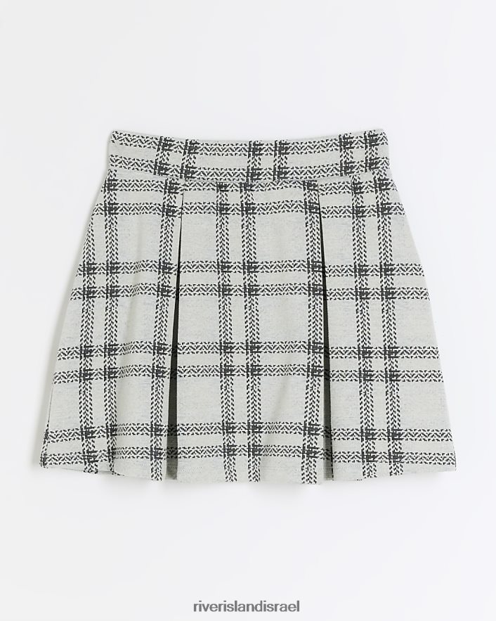 לבוש River Island g בדוק חצאית קפלים אפור בנות BDZ4086064