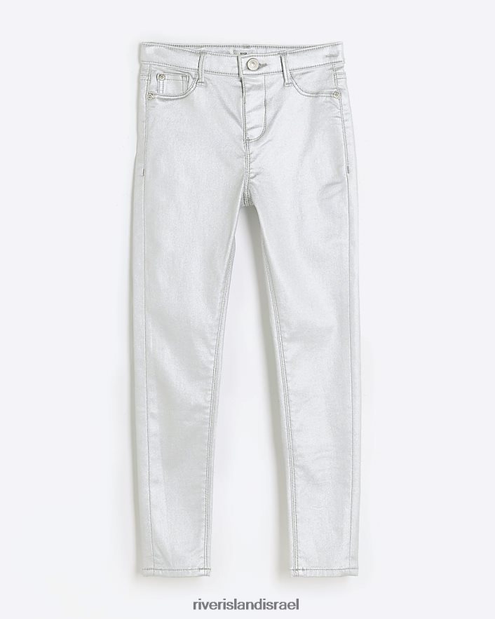 לבוש River Island ג'ינס סקיני בציפוי g כסף בנות BDZ4086065