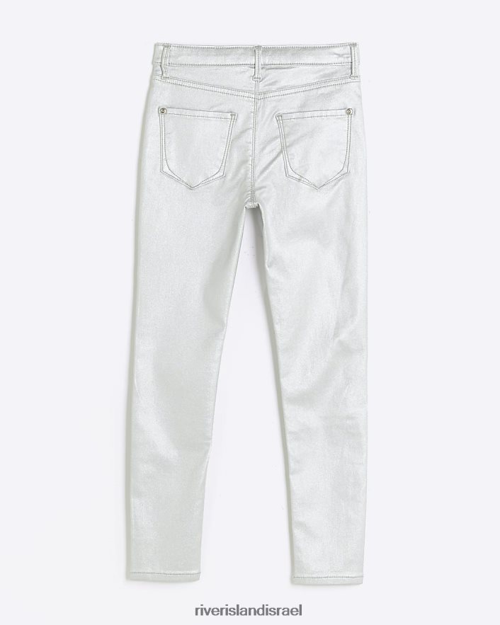 לבוש River Island ג'ינס סקיני בציפוי g כסף בנות BDZ4086065