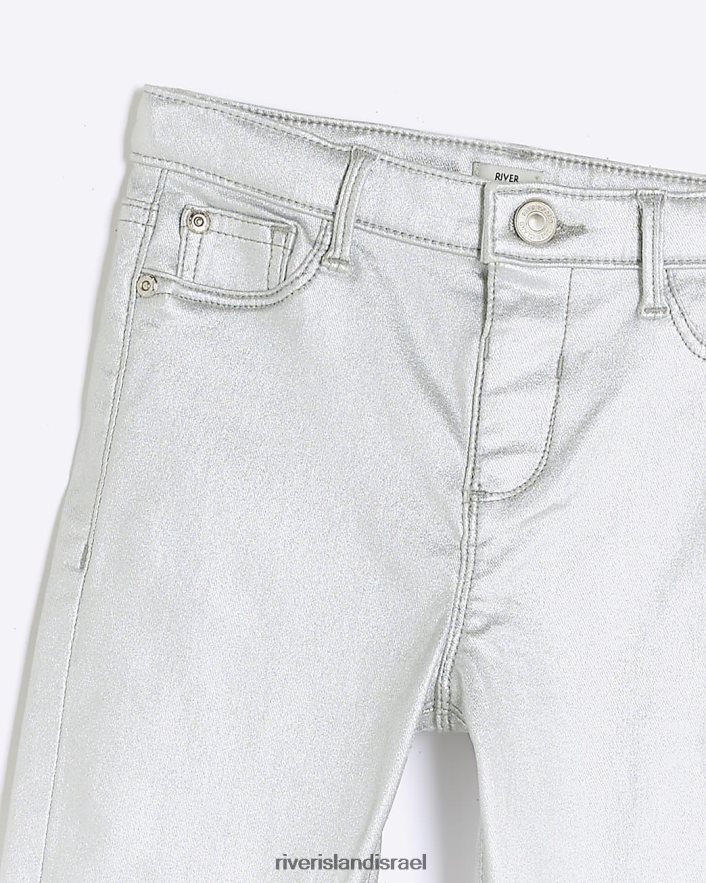 לבוש River Island ג'ינס סקיני בציפוי g כסף בנות BDZ4086065