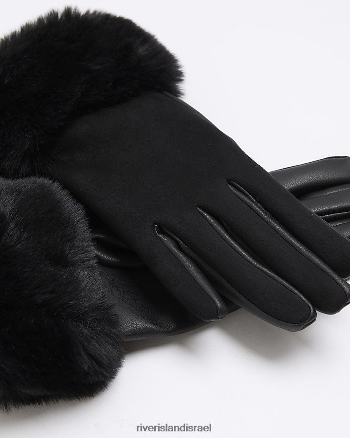 אביזרים River Island g כפפות לקצץ פרווה מלאכותית שָׁחוֹר בנות BDZ4086069