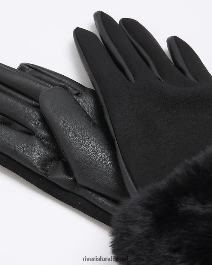 אביזרים River Island g כפפות לקצץ פרווה מלאכותית שָׁחוֹר בנות BDZ4086069