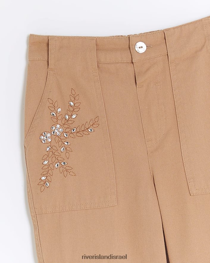 לבוש River Island g מכנסיים מטען מעוטרים תפוז בנות BDZ4086072