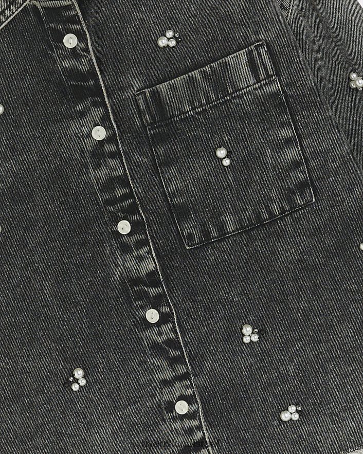 לבוש River Island g חולצת ג'ינס מעוטרת שָׁחוֹר בנות BDZ4086107