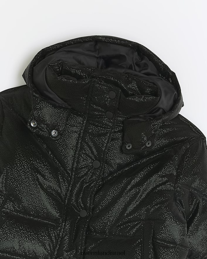 לבוש River Island g מעיל נצנצים עם ברדס שָׁחוֹר בנות BDZ4086126