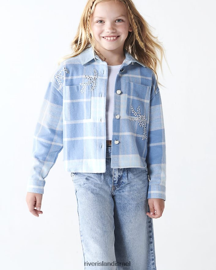 לבוש River Island g חולצה מעוטרת משובצת כְּחוֹל בנות BDZ4086134
