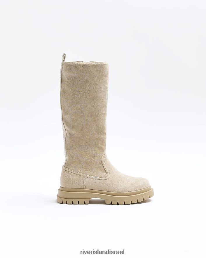 הַנעָלָה River Island g מגפי עגל זמש בז' בנות BDZ4086143