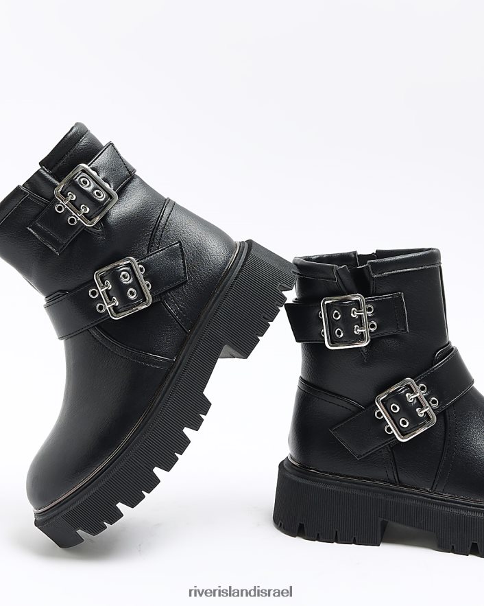 הַנעָלָה River Island g אבזם מגפיים שמנמנים שָׁחוֹר בנות BDZ4086163
