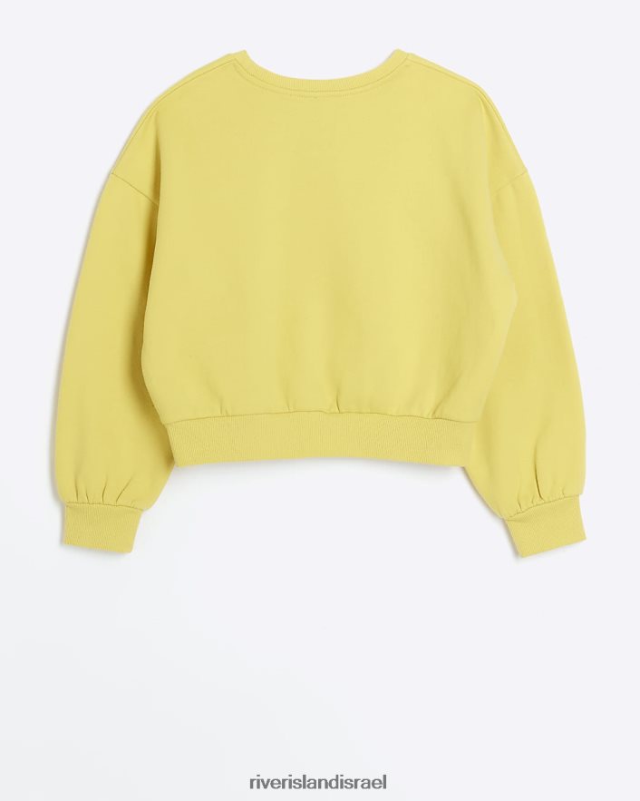 לבוש River Island g סווטשירט מעוטר צהוב בנות BDZ4086173