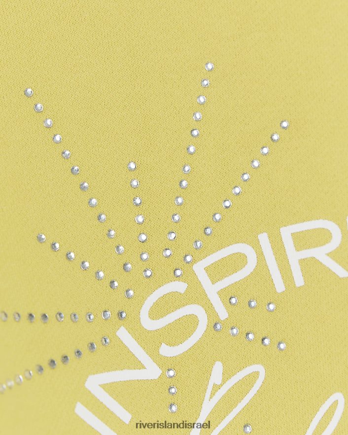 לבוש River Island g סווטשירט מעוטר צהוב בנות BDZ4086173