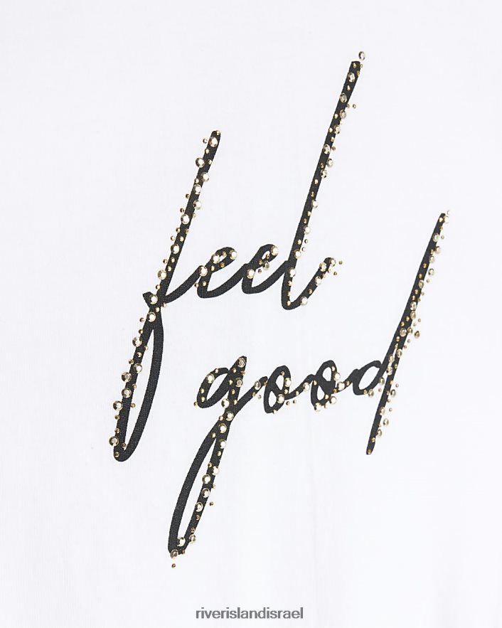 לבוש River Island g חולצת טריקו מעוטרת לבן בנות BDZ4086185