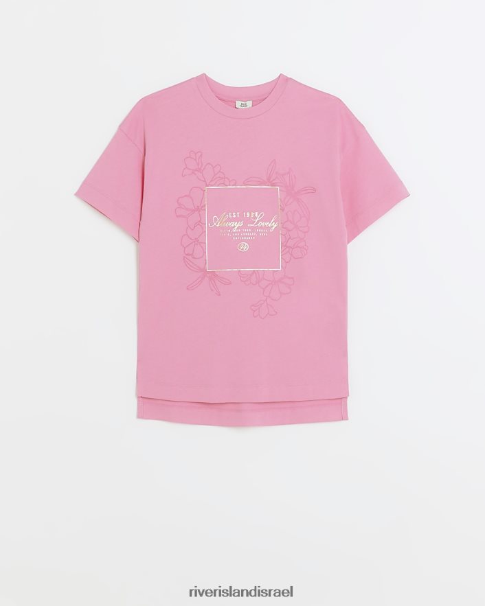 לבוש River Island g חולצת טריקו גרפית פרחונית וָרוֹד בנות BDZ4086191