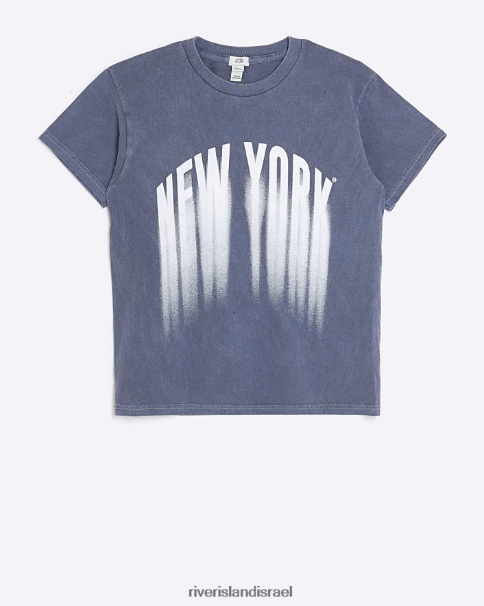 לבוש River Island g ניו יורק חולצת טריקו גרפית חיל הים בנות BDZ4086194