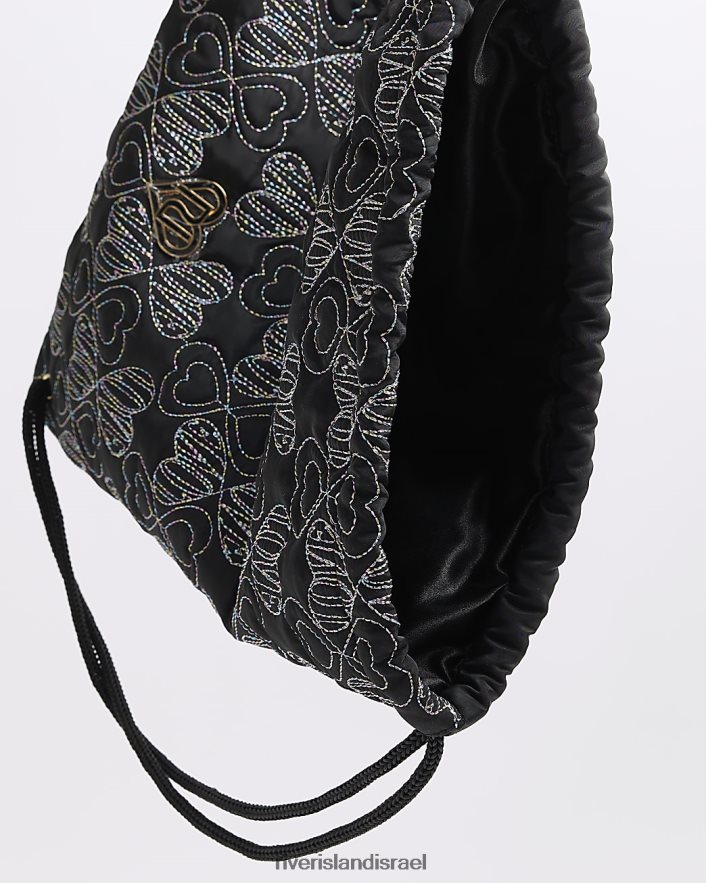 אביזרים River Island תיק שרוך לב מניילון g שָׁחוֹר בנות BDZ4086243