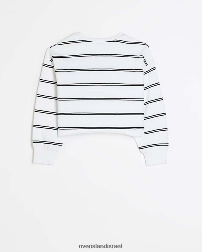 לבוש River Island g סווטשירט פסים לבן בנות BDZ4086265
