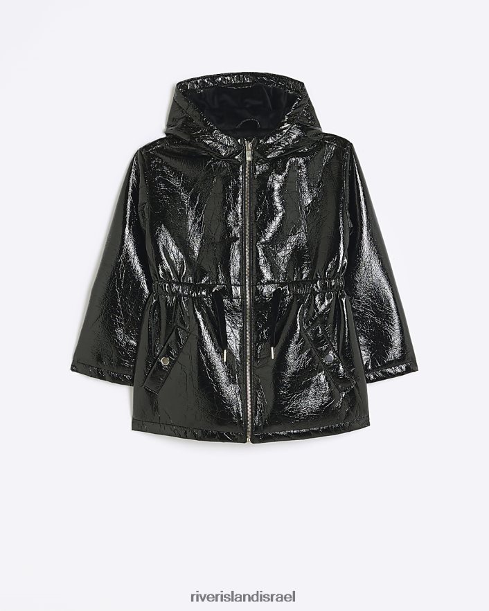 לבוש River Island g מעיל גשם מותניים קפוץ שָׁחוֹר בנות BDZ4086296