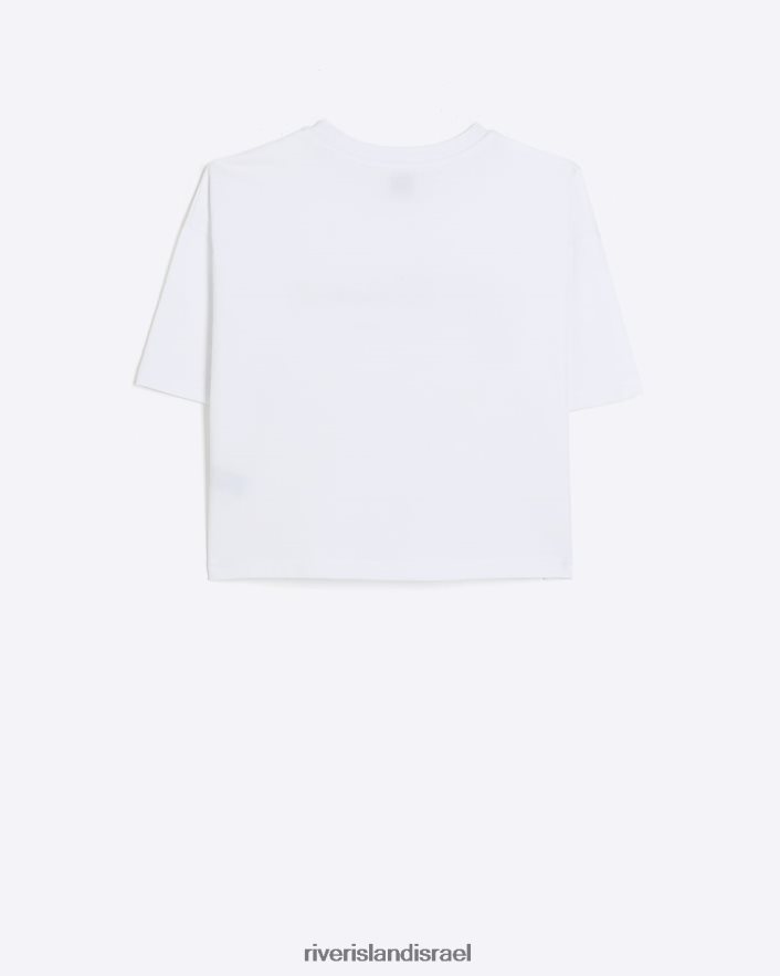 לבוש River Island g חולצת טריקו רקומה לבן בנות BDZ4086331