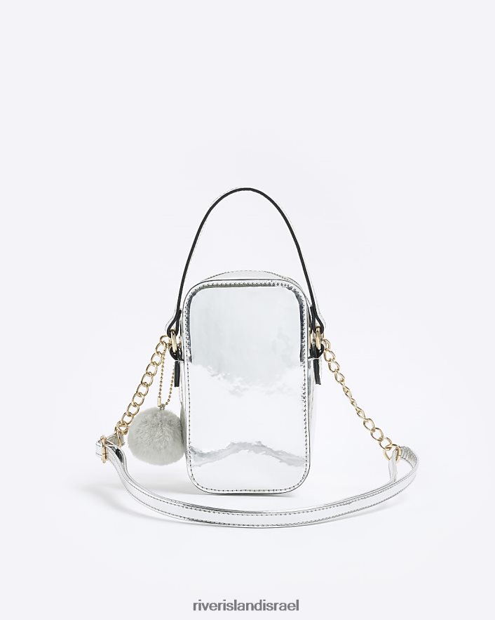 אביזרים River Island g תיק קרוס גוף מרופד כסף בנות BDZ4086334