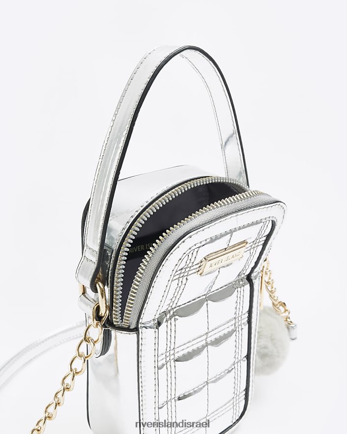 אביזרים River Island g תיק קרוס גוף מרופד כסף בנות BDZ4086334