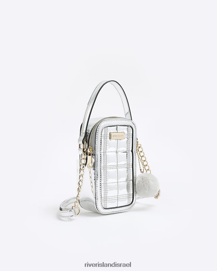 אביזרים River Island g תיק קרוס גוף מרופד כסף בנות BDZ4086334