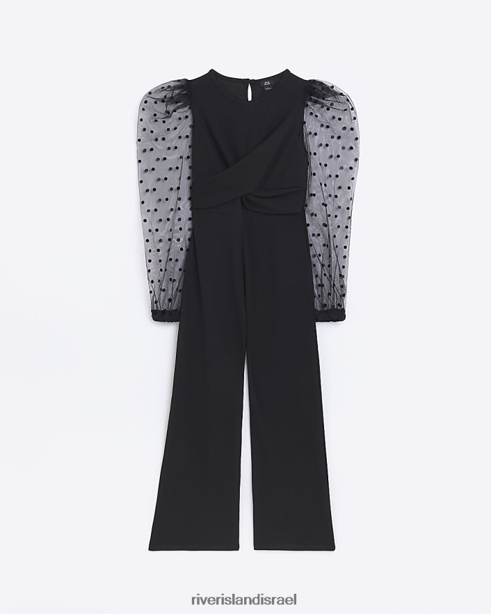 לבוש River Island סרבל g שרוולים מעוותים שָׁחוֹר בנות BDZ4086345