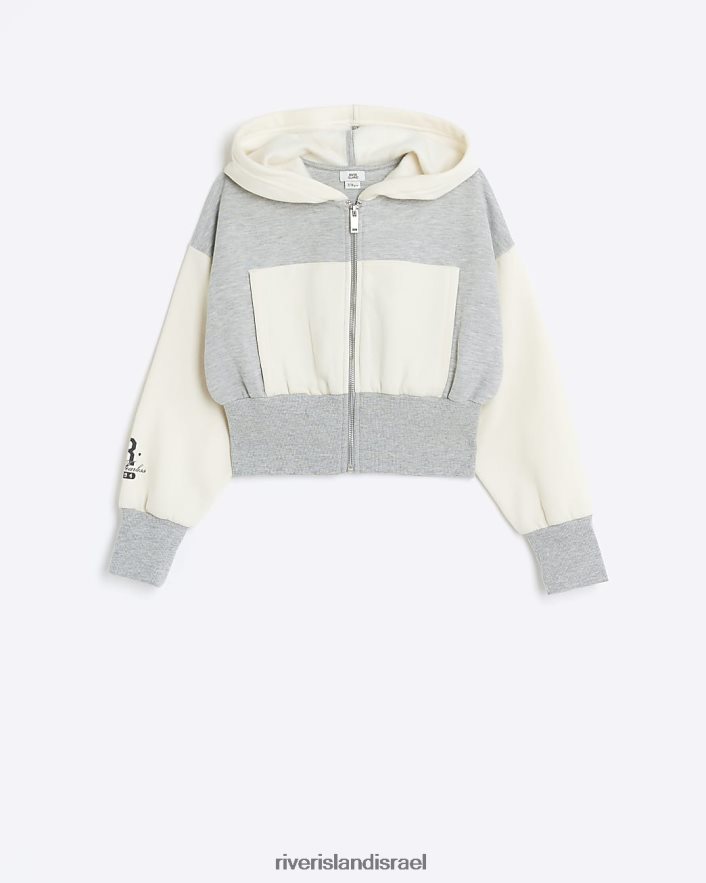 לבוש River Island קפוצ'ון g color block zip אפור בנות BDZ4086298