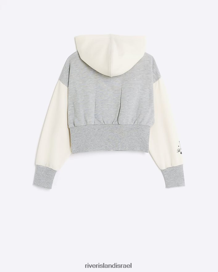 לבוש River Island קפוצ'ון g color block zip אפור בנות BDZ4086298