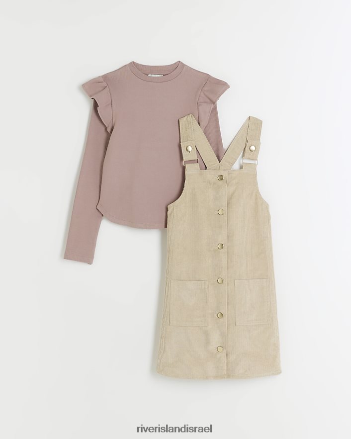 לבוש River Island ערכת שמלות g cord pinafore בז' בנות BDZ4086095