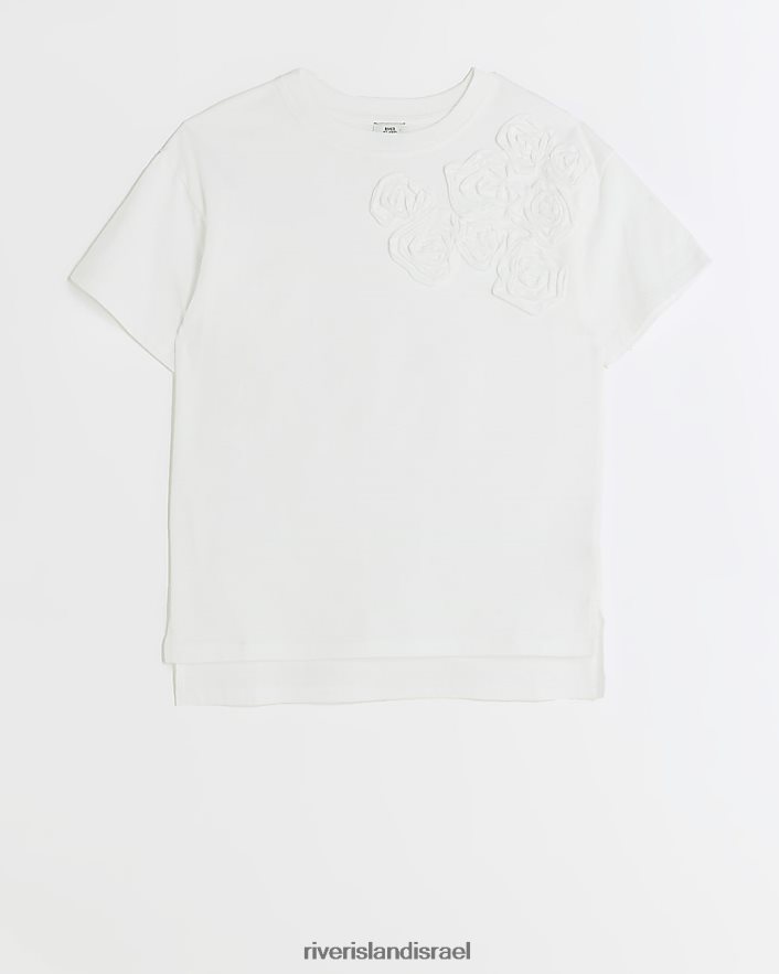 לבוש River Island g corsage חולצת טריקו לבן בנות BDZ4083238