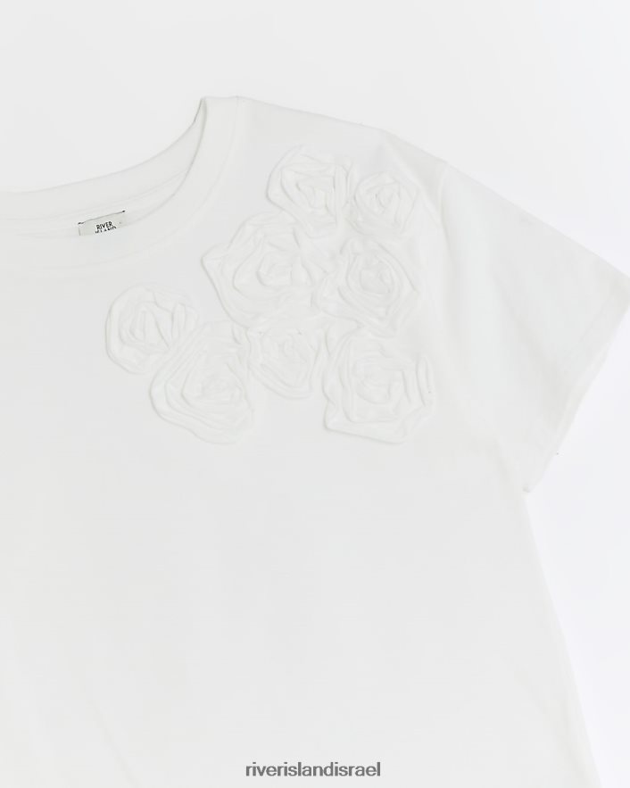 לבוש River Island g corsage חולצת טריקו לבן בנות BDZ4083238