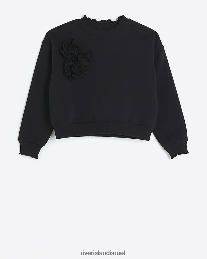 לבוש River Island g corsage סווטשירט שָׁחוֹר בנות BDZ4083273