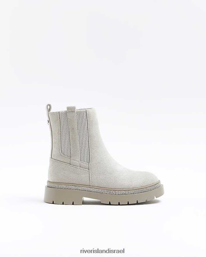 הַנעָלָה River Island g diamante מגפיים לקצץ אפור בנות BDZ4083178
