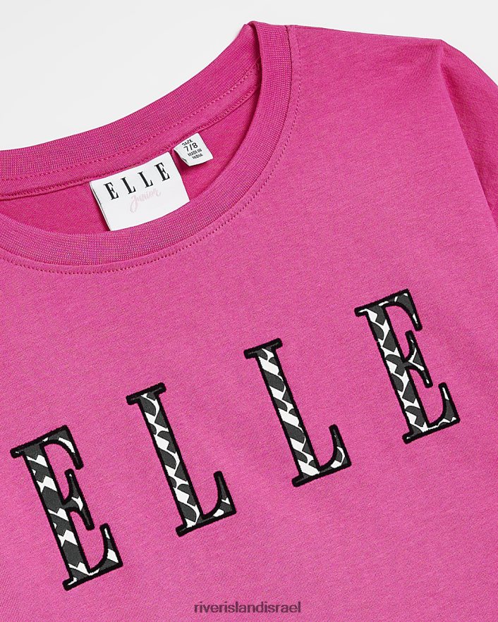 לבוש River Island חולצת טריקו קצוצה לוגו g elle וָרוֹד בנות BDZ4083451