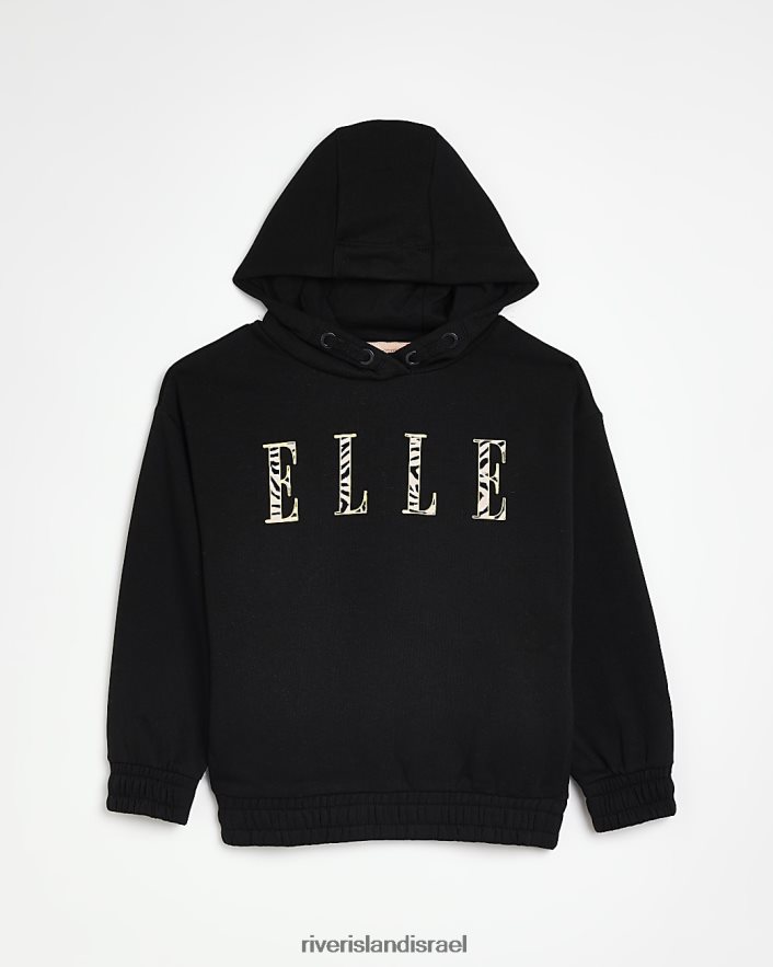 לבוש River Island קפוצ'ון לוגו של חיה במידות גדולות של g elle שָׁחוֹר בנות BDZ4086482