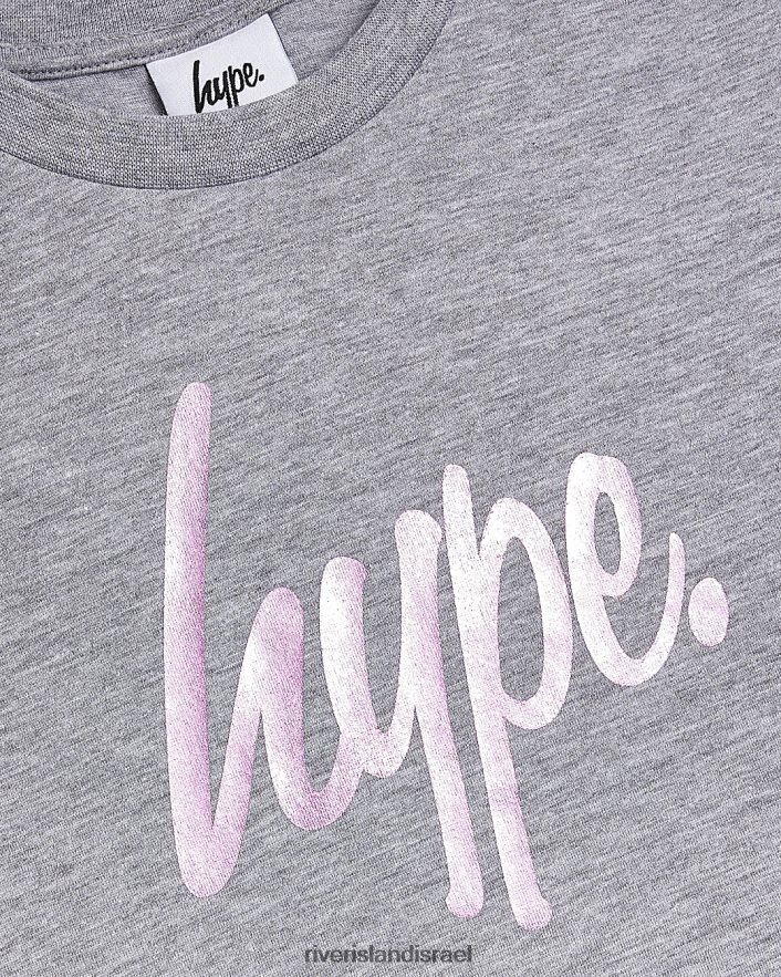 לבוש River Island g hype crop top אפור בנות BDZ4083470