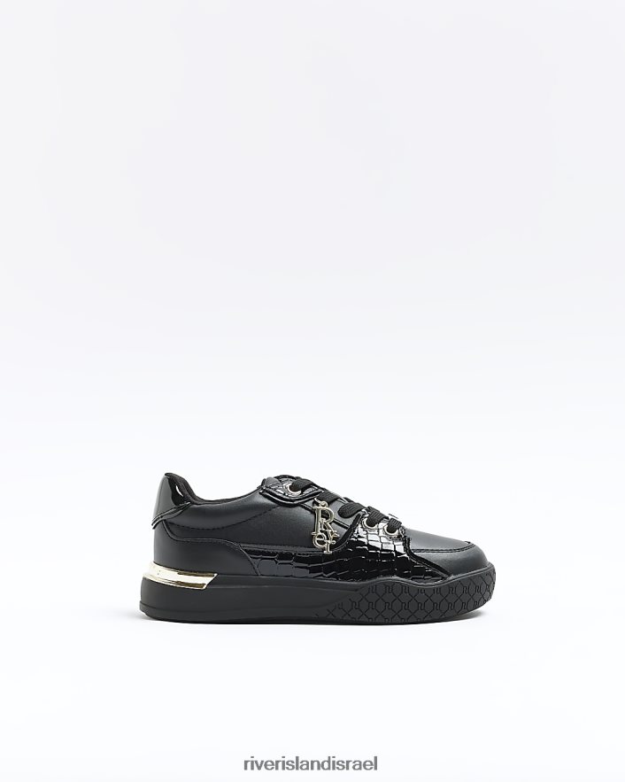 הַנעָלָה River Island נעליים מובלטות ב-g patent croc שָׁחוֹר בנות BDZ4086241