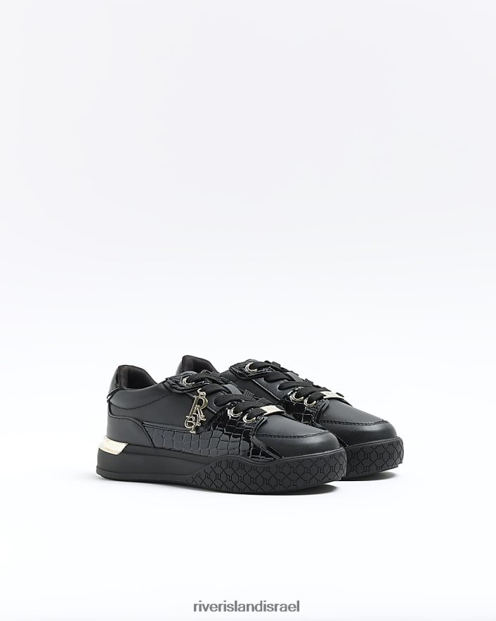 הַנעָלָה River Island נעליים מובלטות ב-g patent croc שָׁחוֹר בנות BDZ4086241