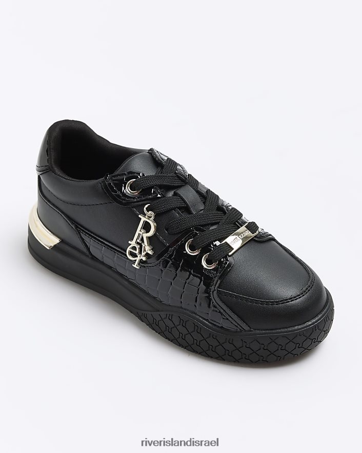 הַנעָלָה River Island נעליים מובלטות ב-g patent croc שָׁחוֹר בנות BDZ4086241
