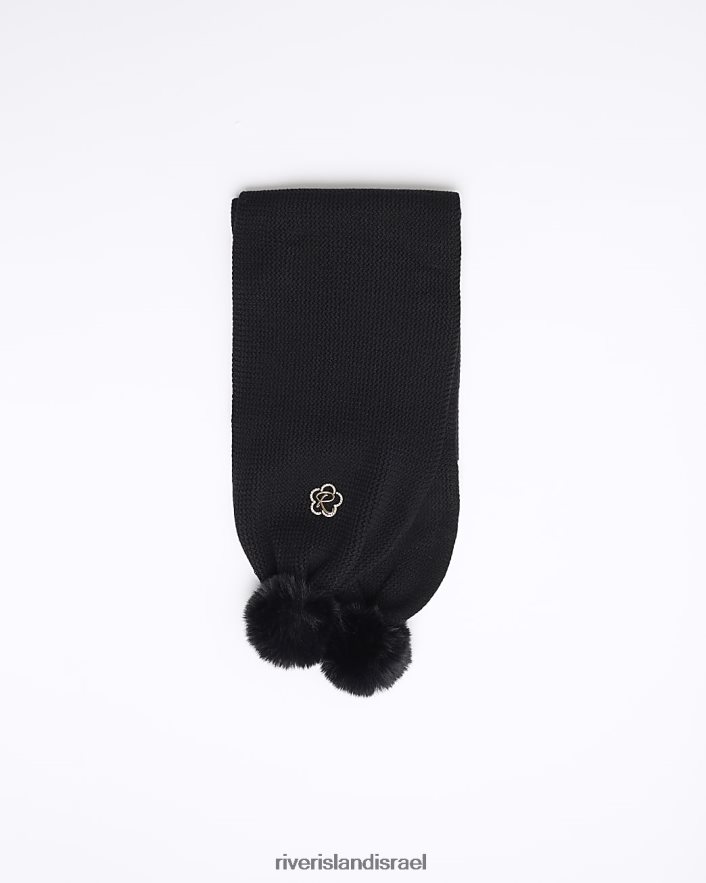 אביזרים River Island צעיף g pom pom שָׁחוֹר בנות BDZ4086394