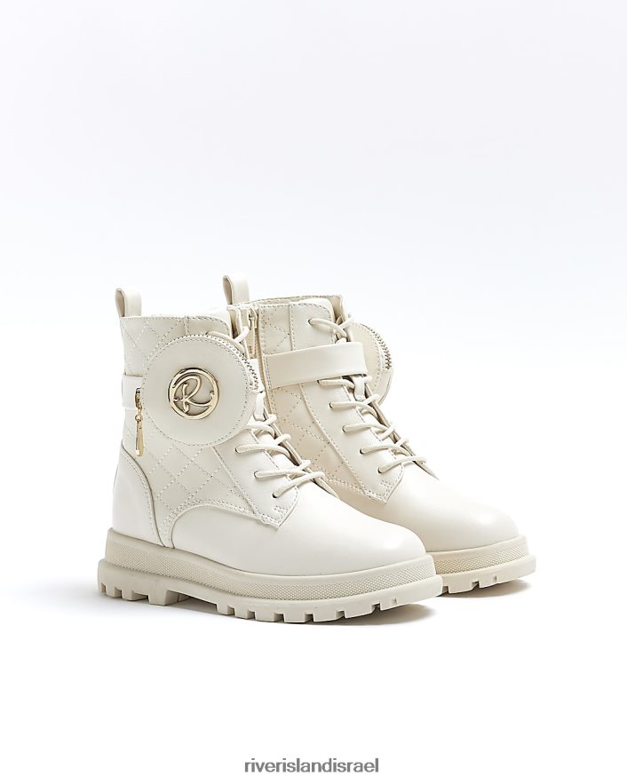 הַנעָלָה River Island מגפי כיס g pu ניילון קרם בנות BDZ4086120