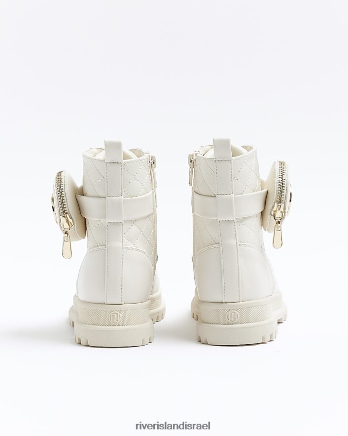 הַנעָלָה River Island מגפי כיס g pu ניילון קרם בנות BDZ4086120