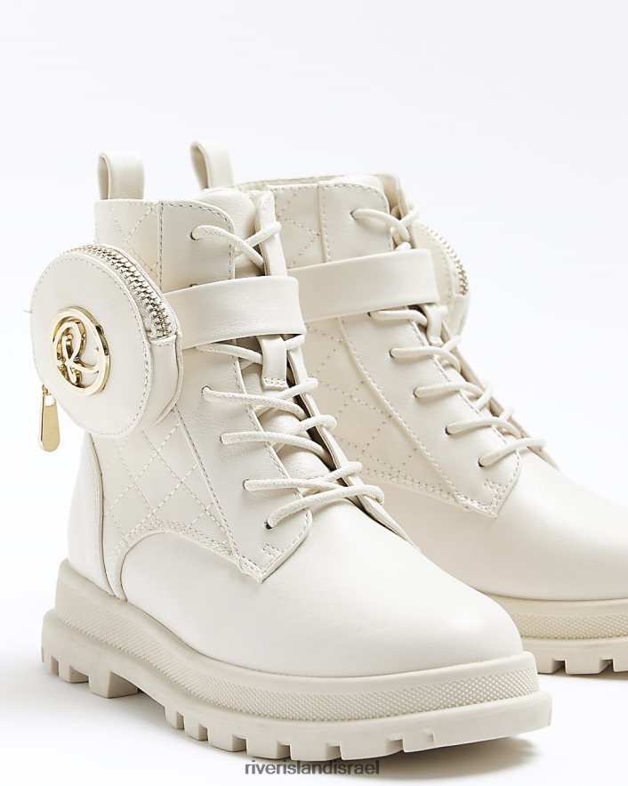 הַנעָלָה River Island מגפי כיס g pu ניילון קרם בנות BDZ4086120