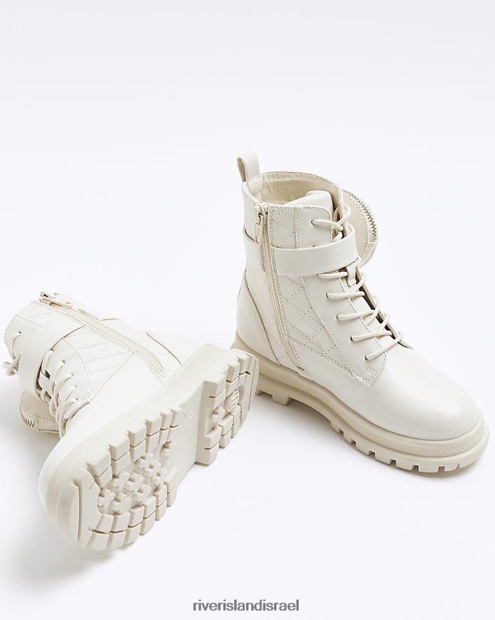 הַנעָלָה River Island מגפי כיס g pu ניילון קרם בנות BDZ4086120